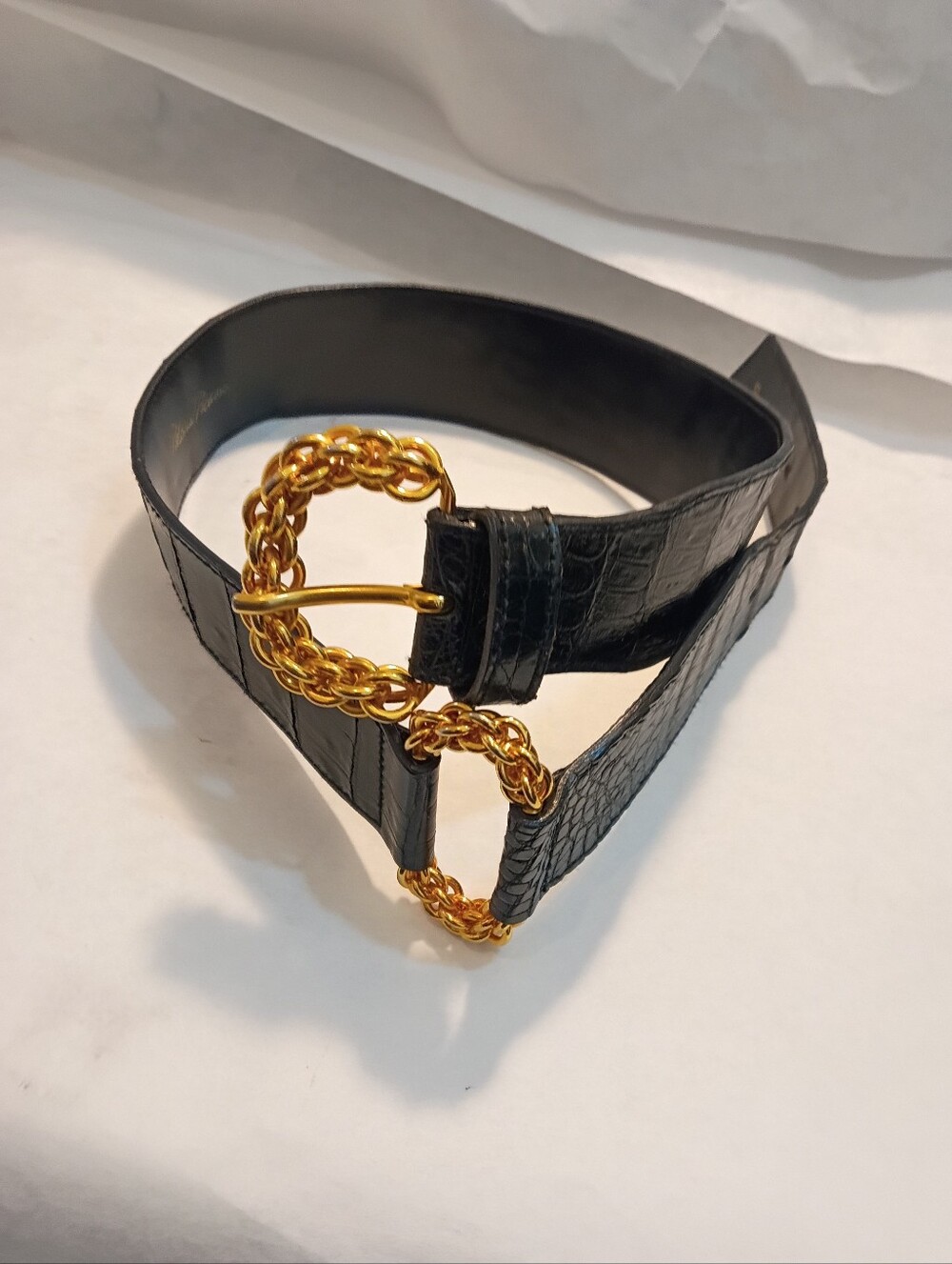 Vtg Paloma Picasso Belt Women's Size Croc Effect  Small  Made In Italy